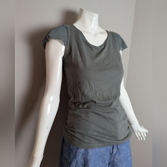 Naf Naf Sheer Sleeve Keyhole Back Top – Size Small - Picture 2 of 12